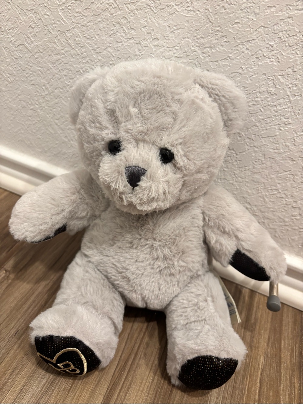 Build-A-Bear Light Grey Plush Teddy with Black Accents